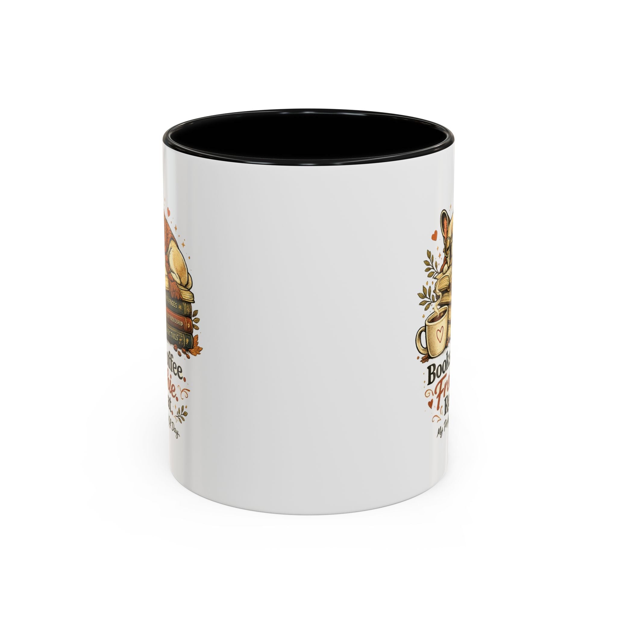 Books . Coffee . Frenchie - Accent Ceramic Mug