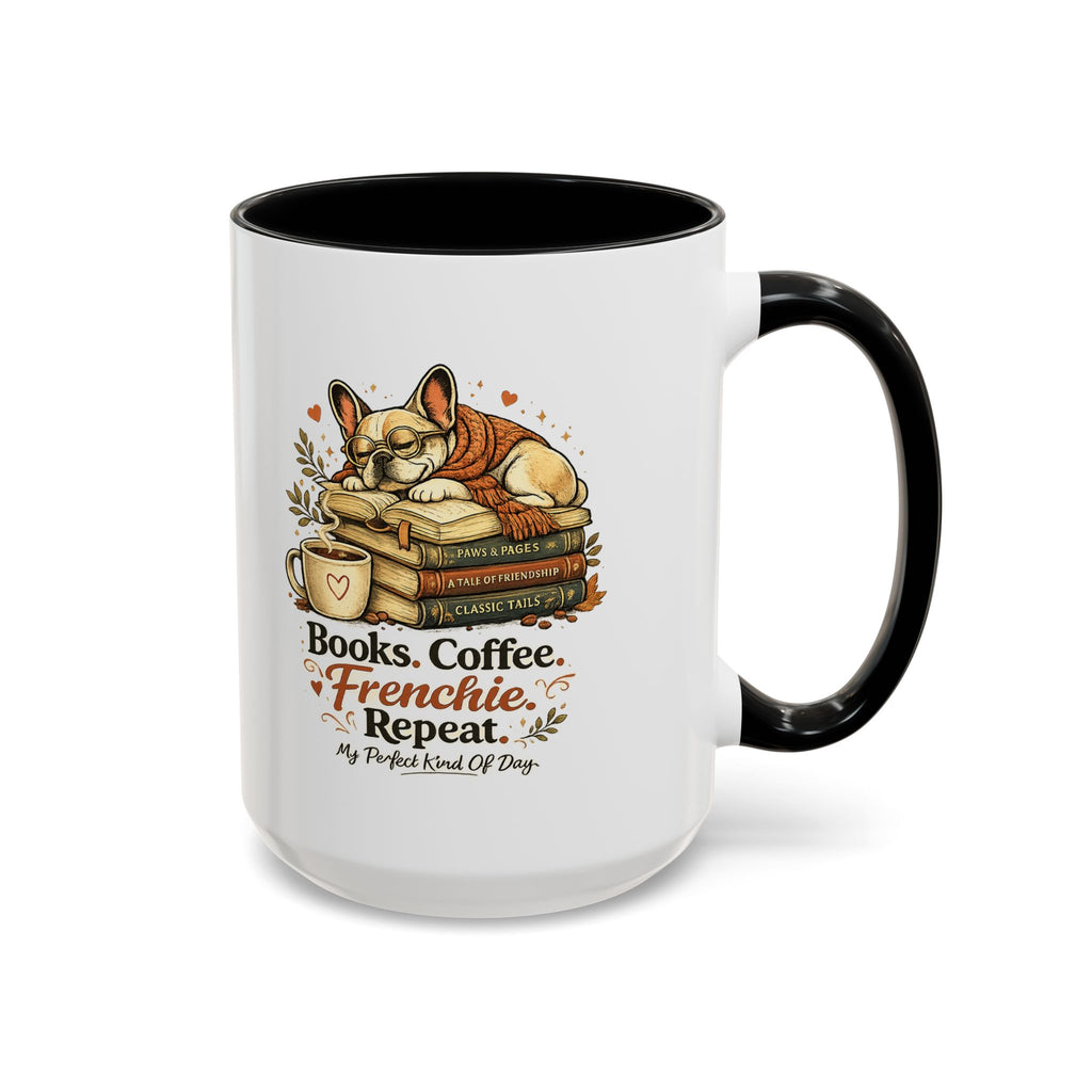 Books . Coffee . Frenchie - Accent Ceramic Mug