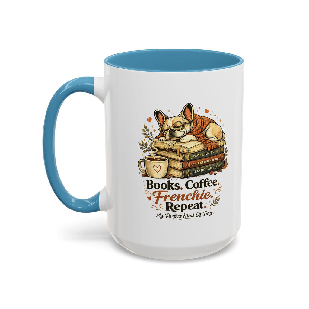 Books . Coffee . Frenchie - Accent Ceramic Mug