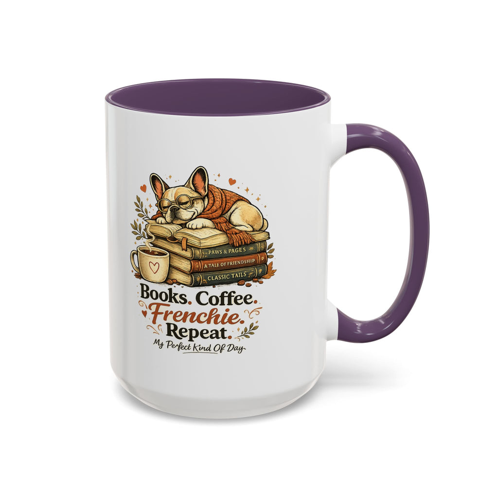 Books . Coffee . Frenchie - Accent Ceramic Mug