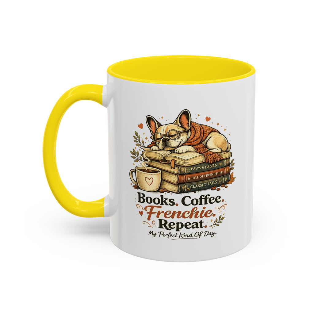 Books . Coffee . Frenchie - Accent Ceramic Mug