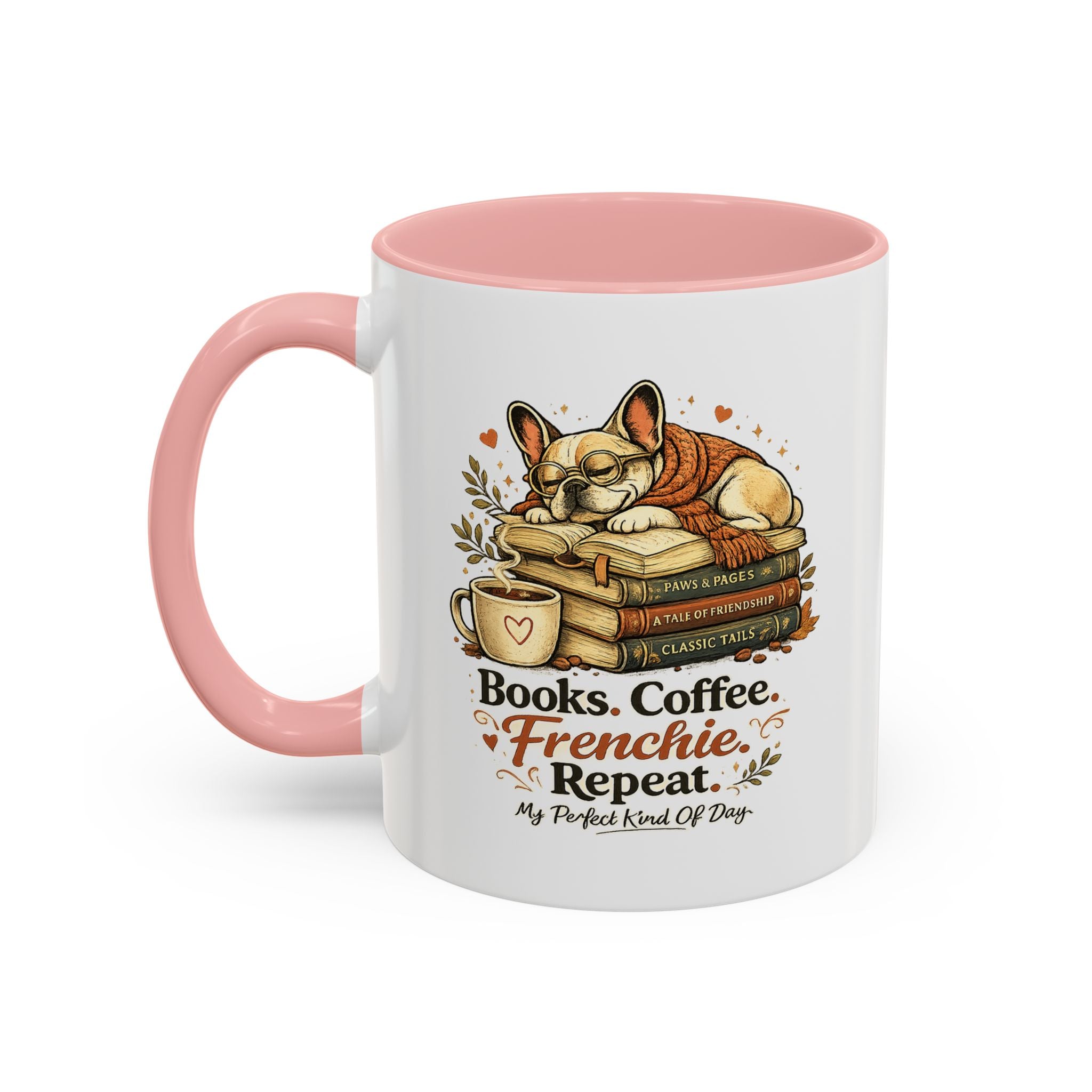 Books . Coffee . Frenchie - Accent Ceramic Mug