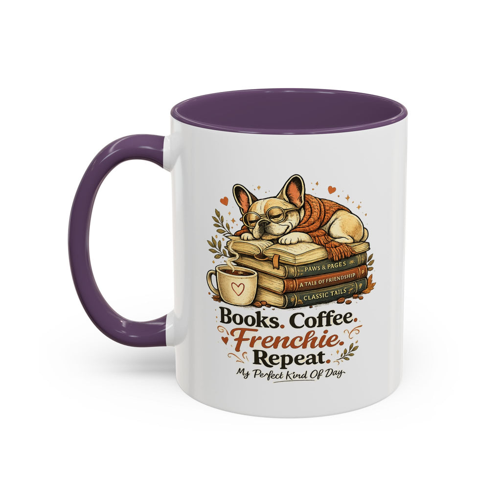 Books . Coffee . Frenchie - Accent Ceramic Mug