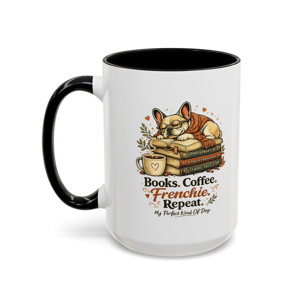 Books . Coffee . Frenchie - Accent Ceramic Mug