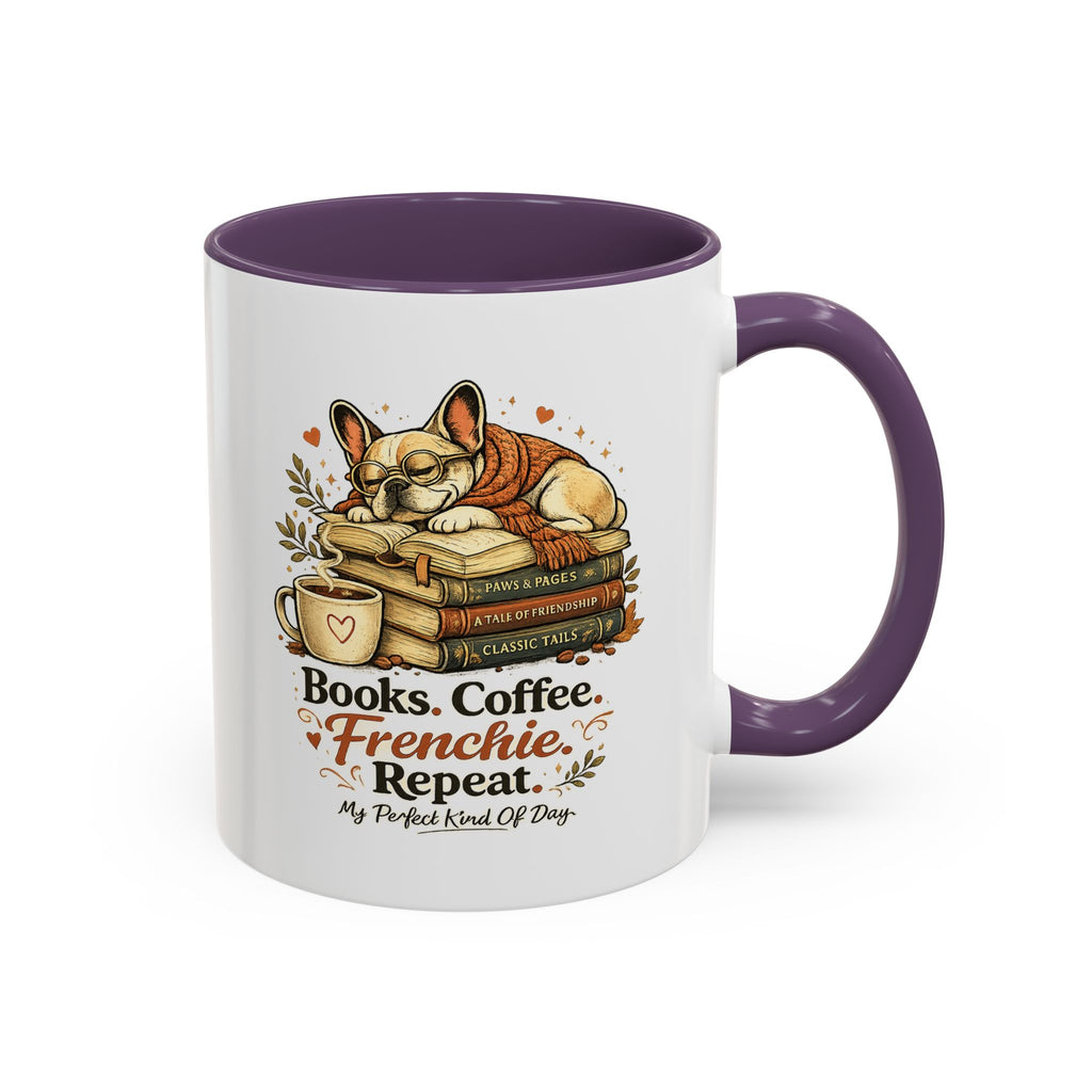 Books . Coffee . Frenchie - Accent Ceramic Mug