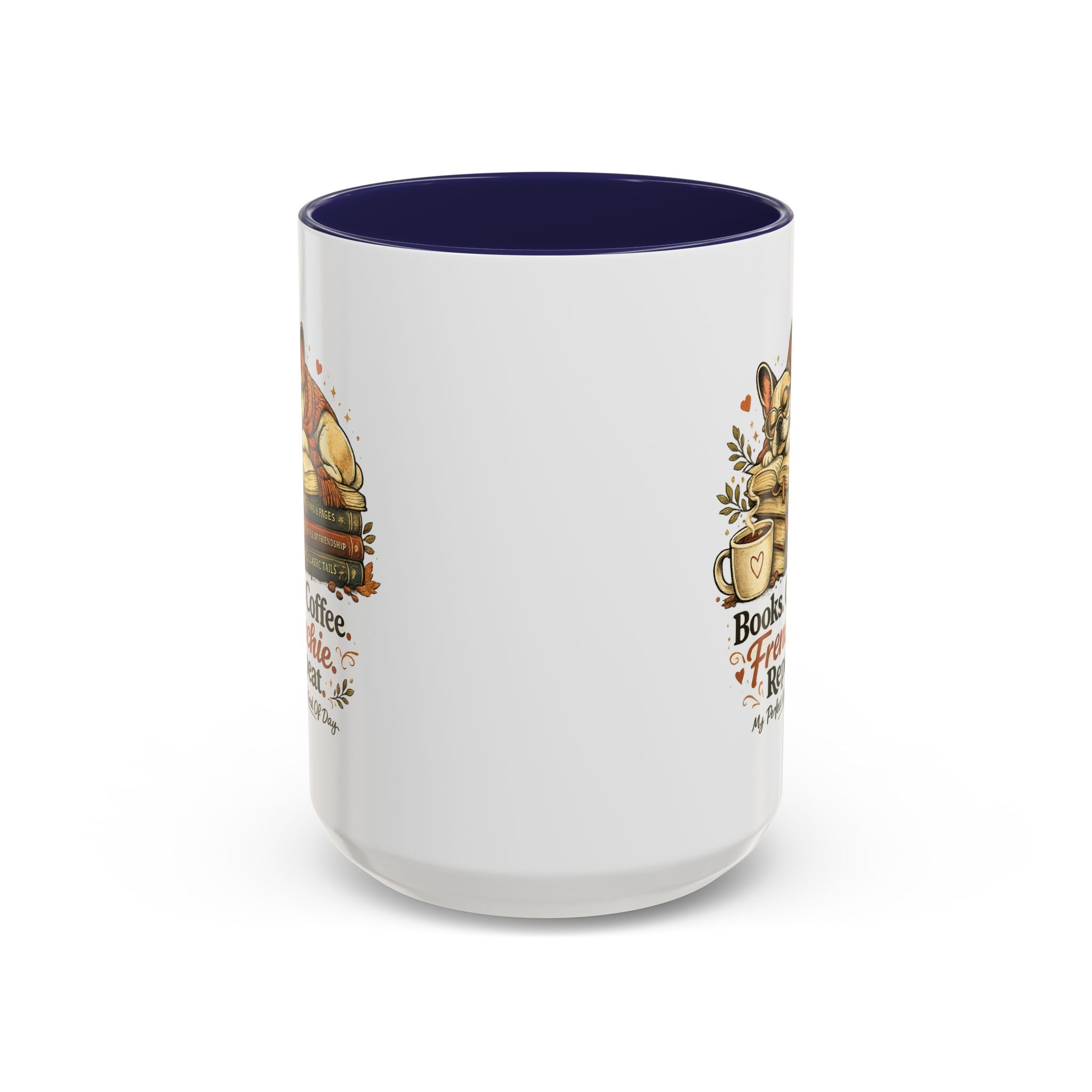 Books . Coffee . Frenchie - Accent Ceramic Mug