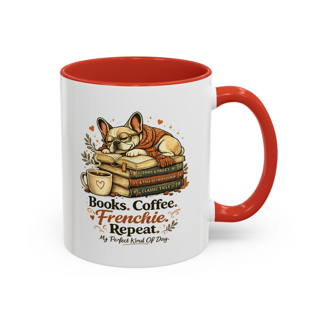 Books . Coffee . Frenchie - Accent Ceramic Mug
