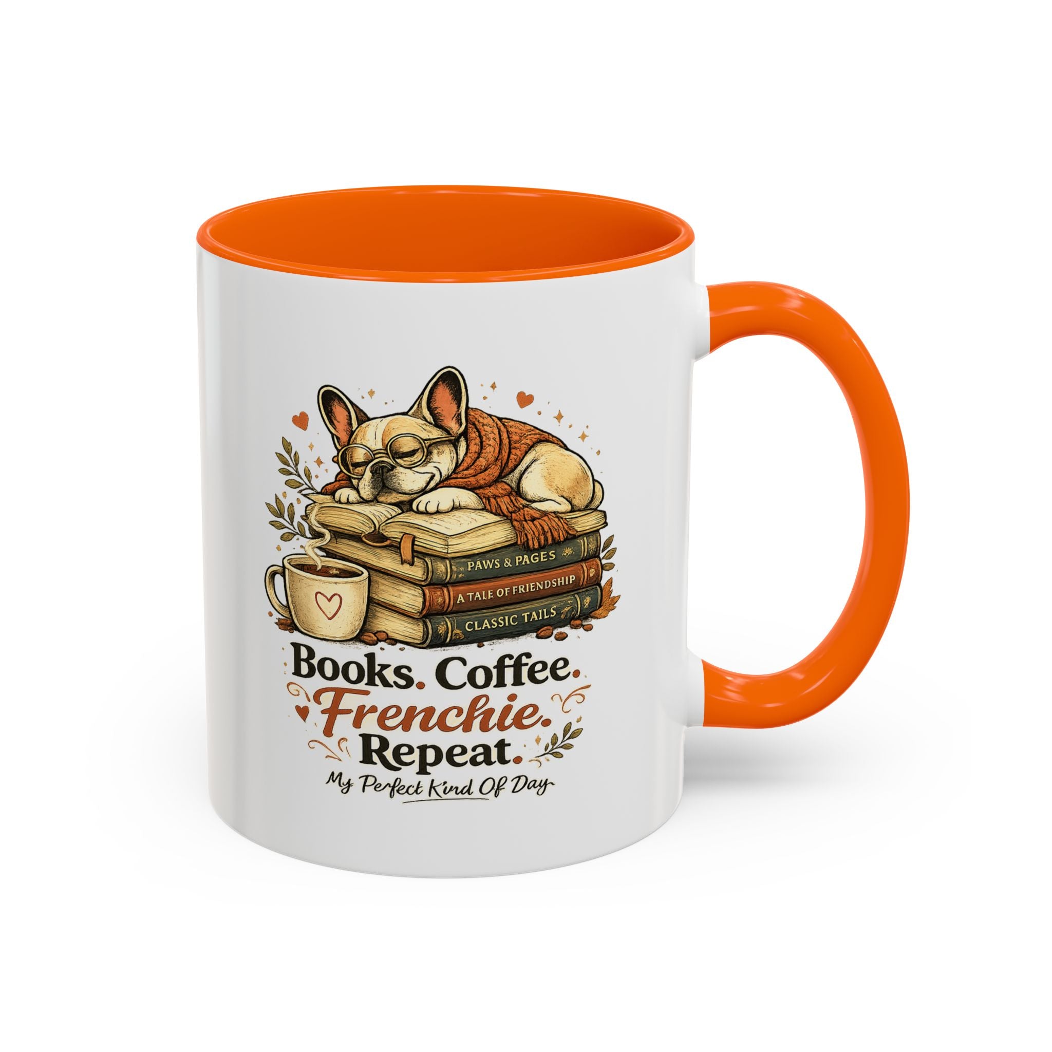 Books . Coffee . Frenchie - Accent Ceramic Mug