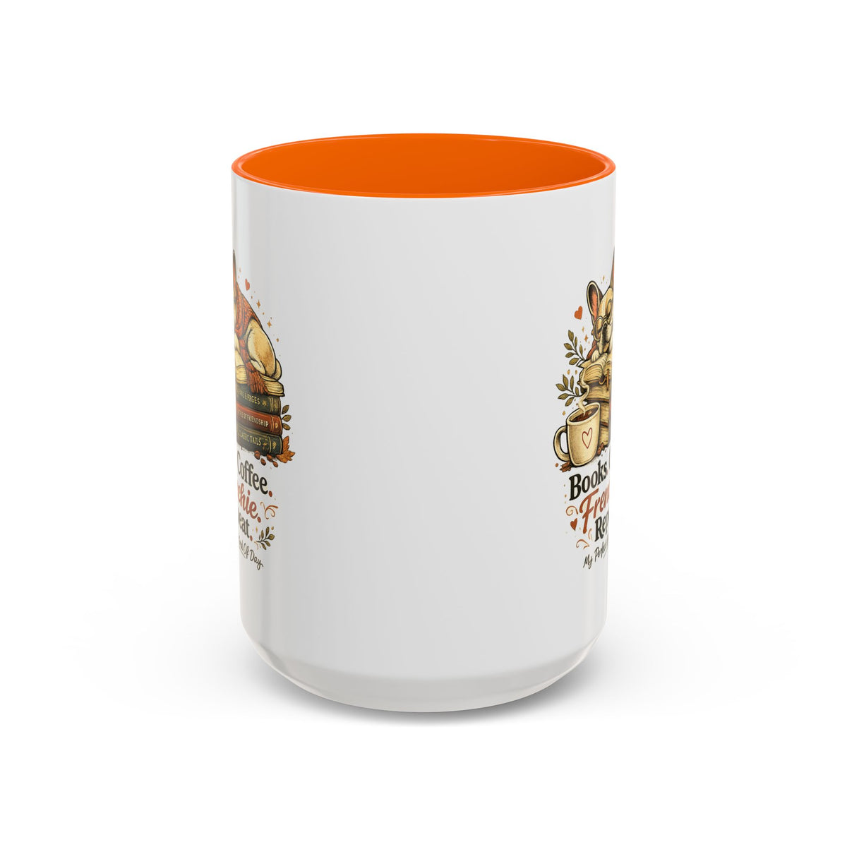 Books . Coffee . Frenchie - Accent Ceramic Mug