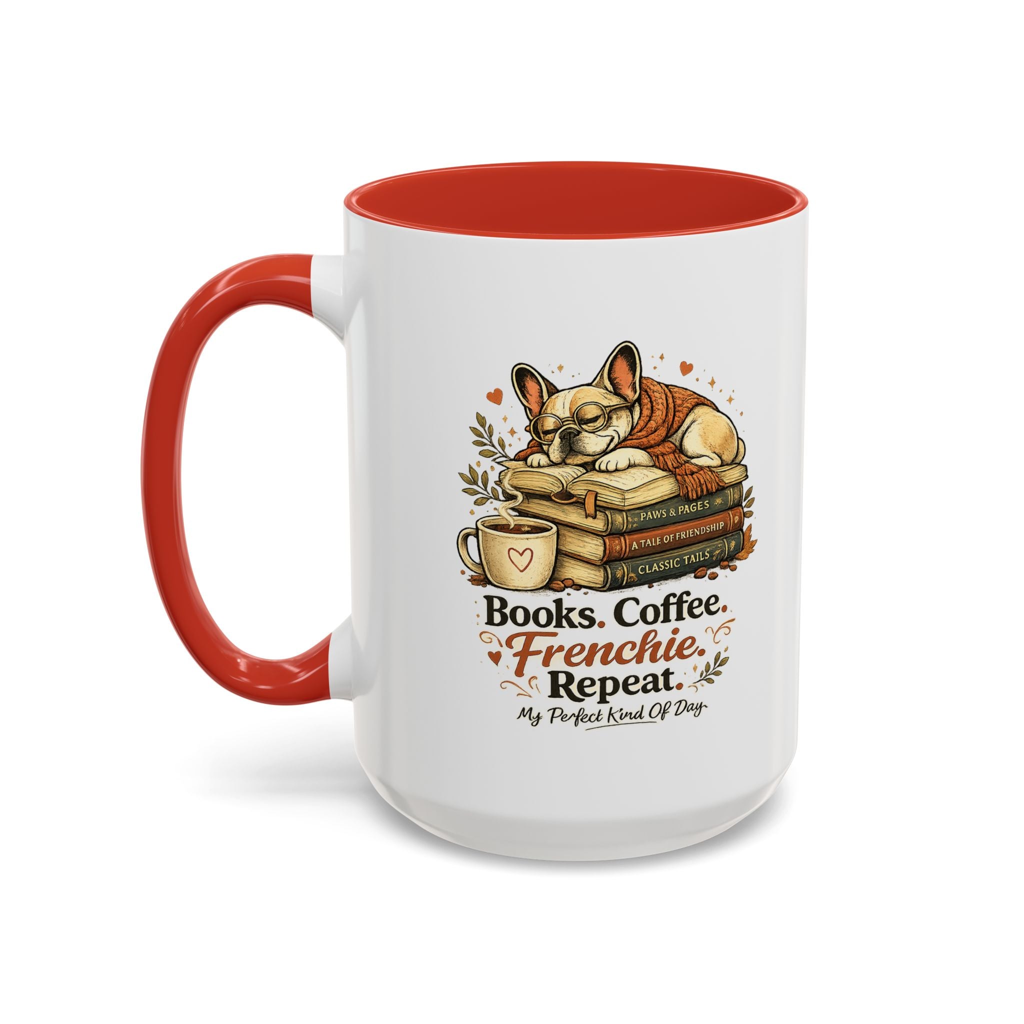 Books . Coffee . Frenchie - Accent Ceramic Mug