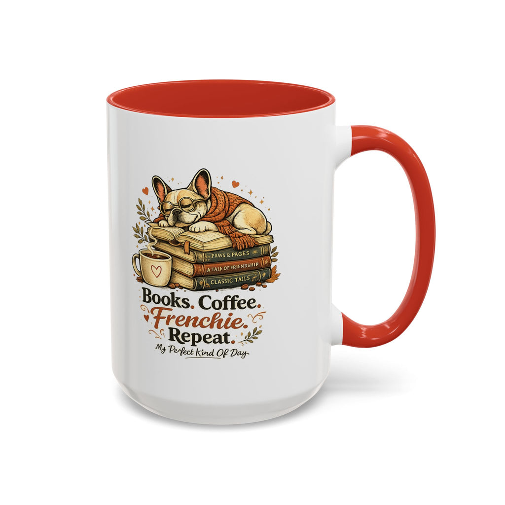 Books . Coffee . Frenchie - Accent Ceramic Mug