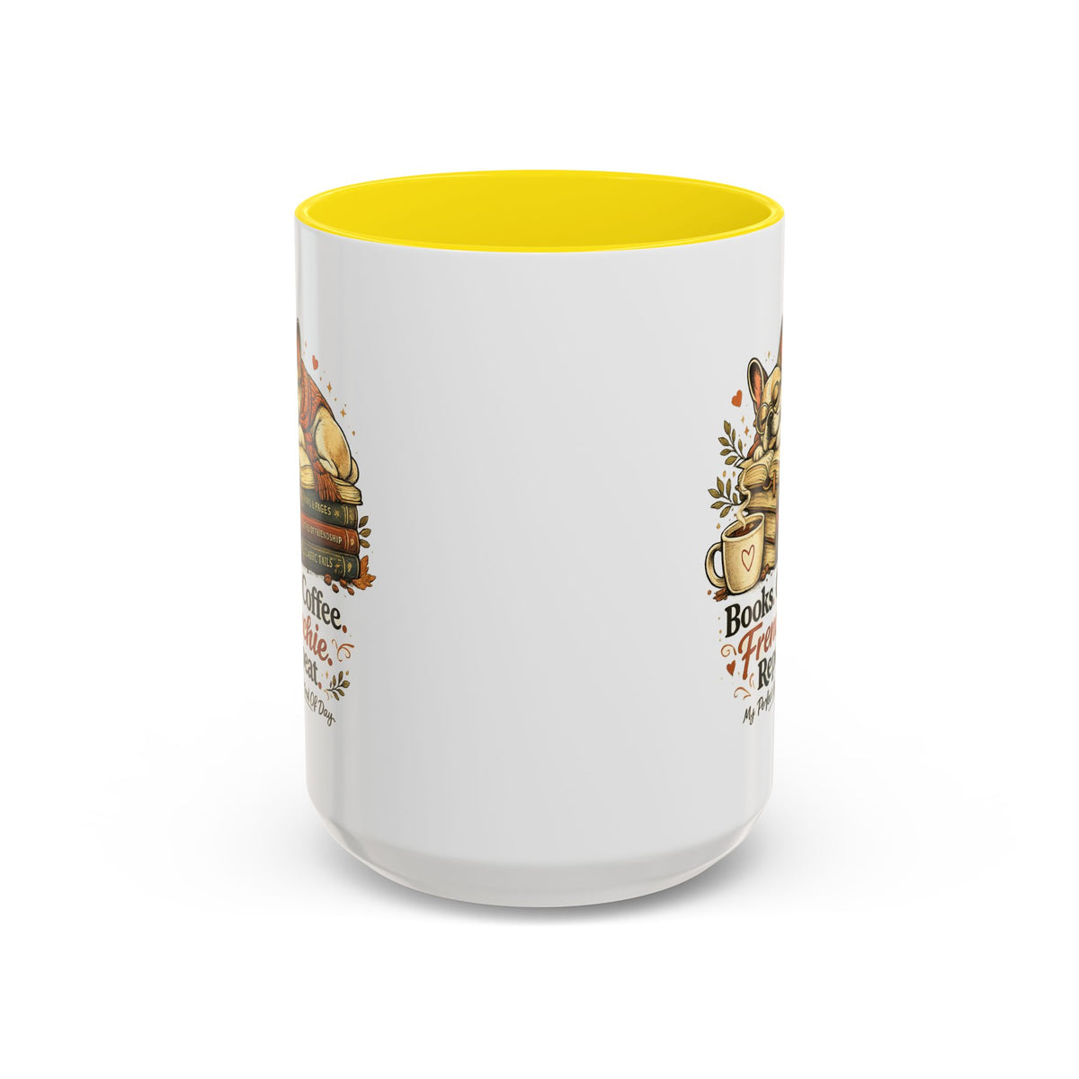 Books . Coffee . Frenchie - Accent Ceramic Mug
