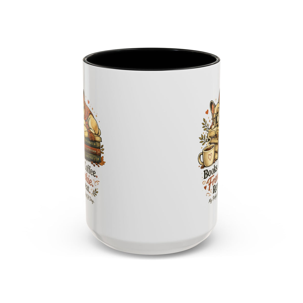 Books . Coffee . Frenchie - Accent Ceramic Mug