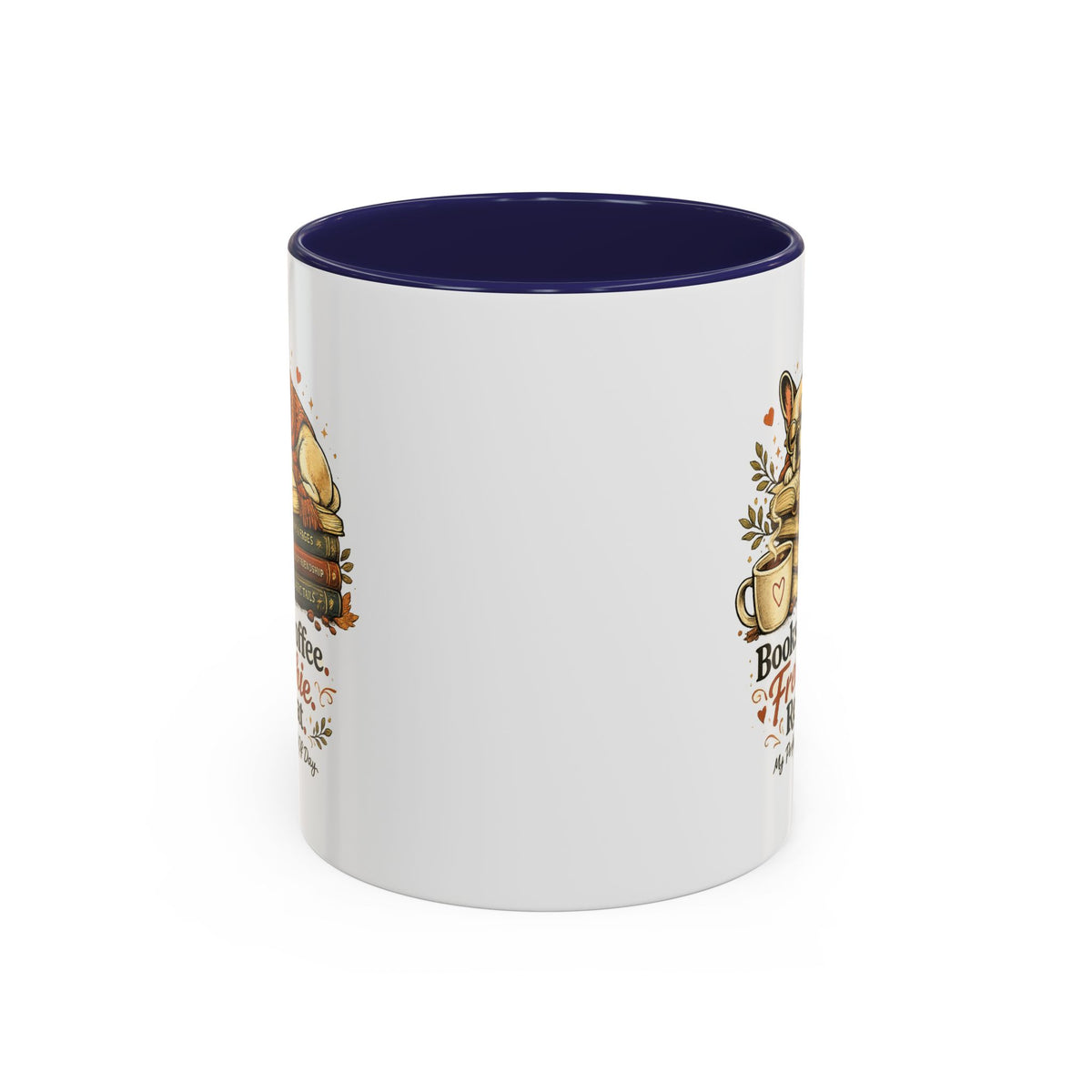 Books . Coffee . Frenchie - Accent Ceramic Mug