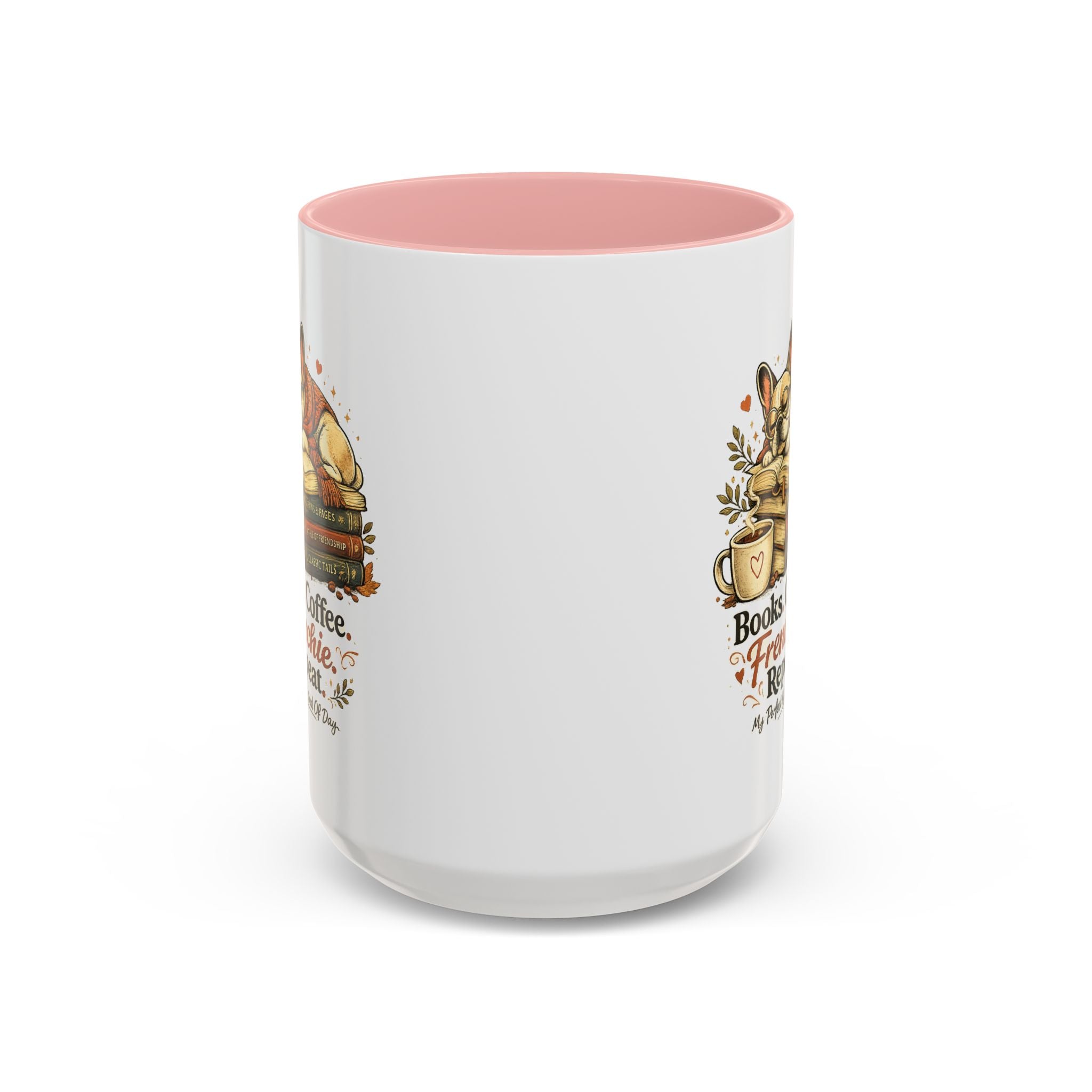 Books . Coffee . Frenchie - Accent Ceramic Mug