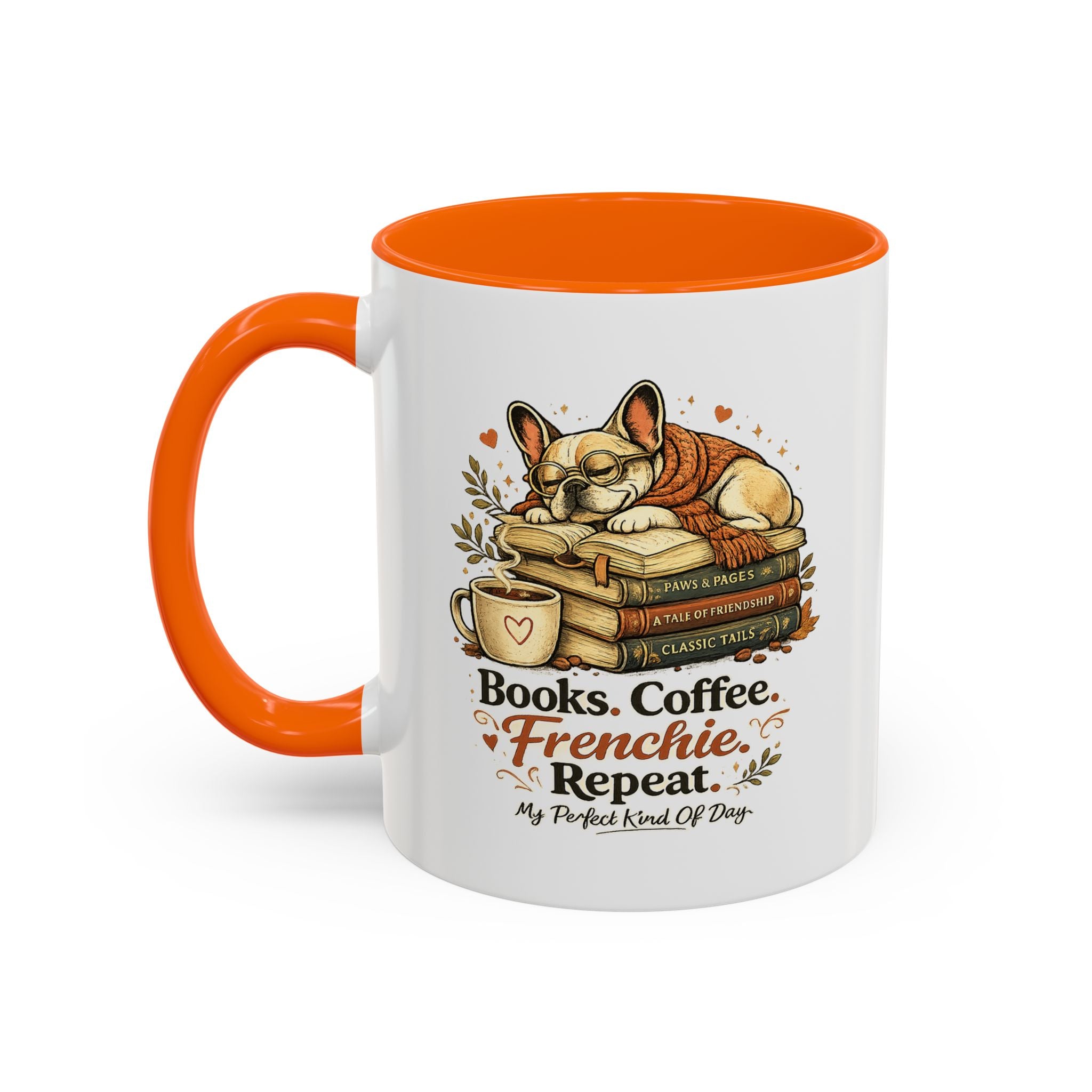Books . Coffee . Frenchie - Accent Ceramic Mug