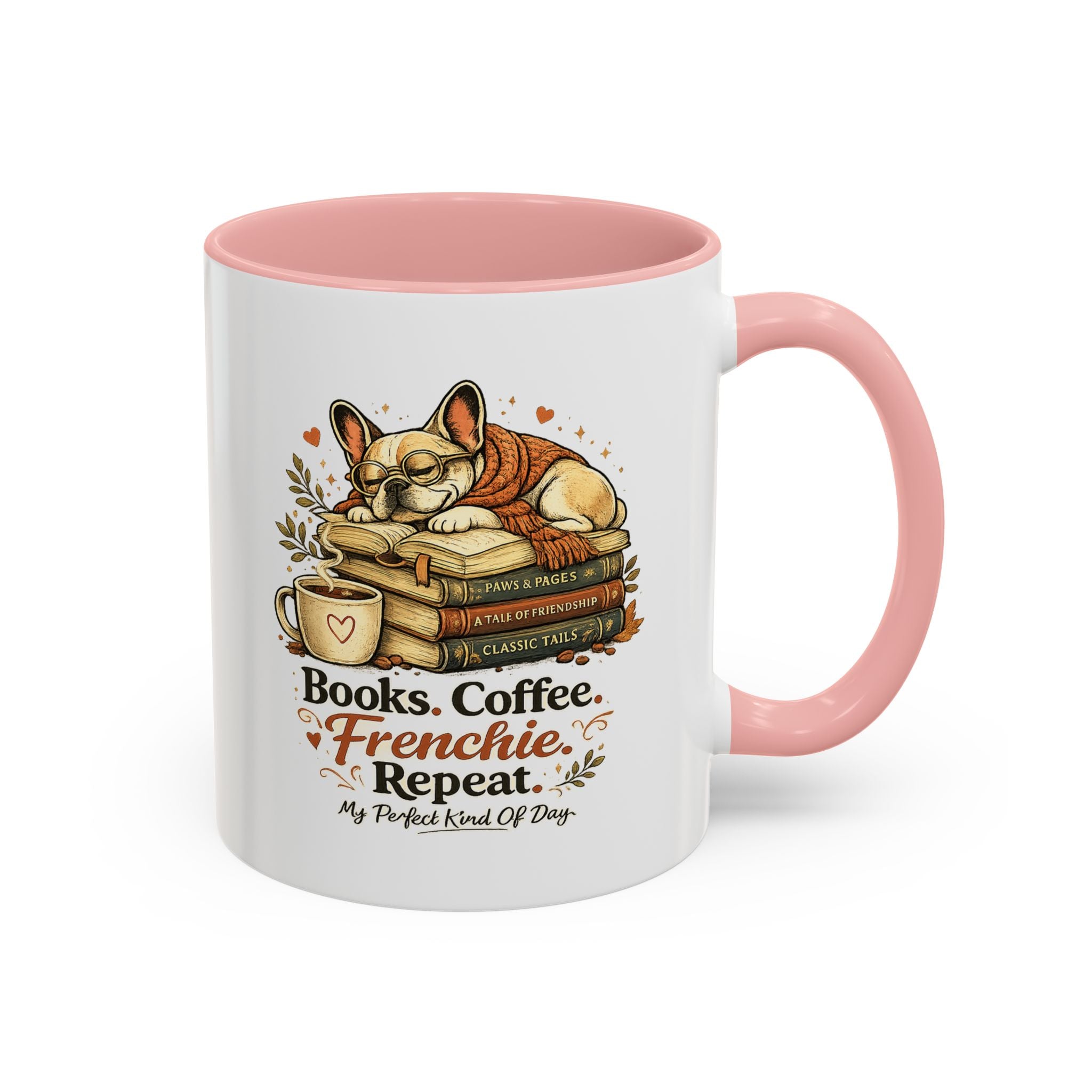 Books . Coffee . Frenchie - Accent Ceramic Mug