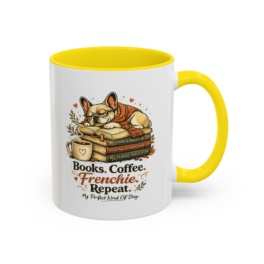 Books . Coffee . Frenchie - Accent Ceramic Mug