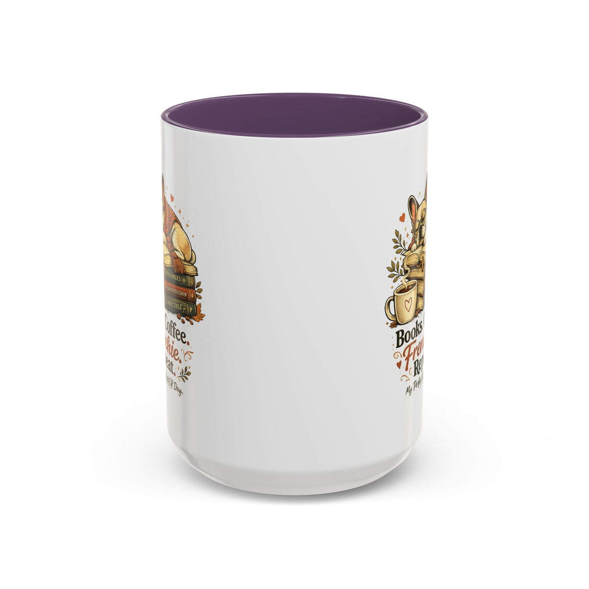 Books . Coffee . Frenchie - Accent Ceramic Mug