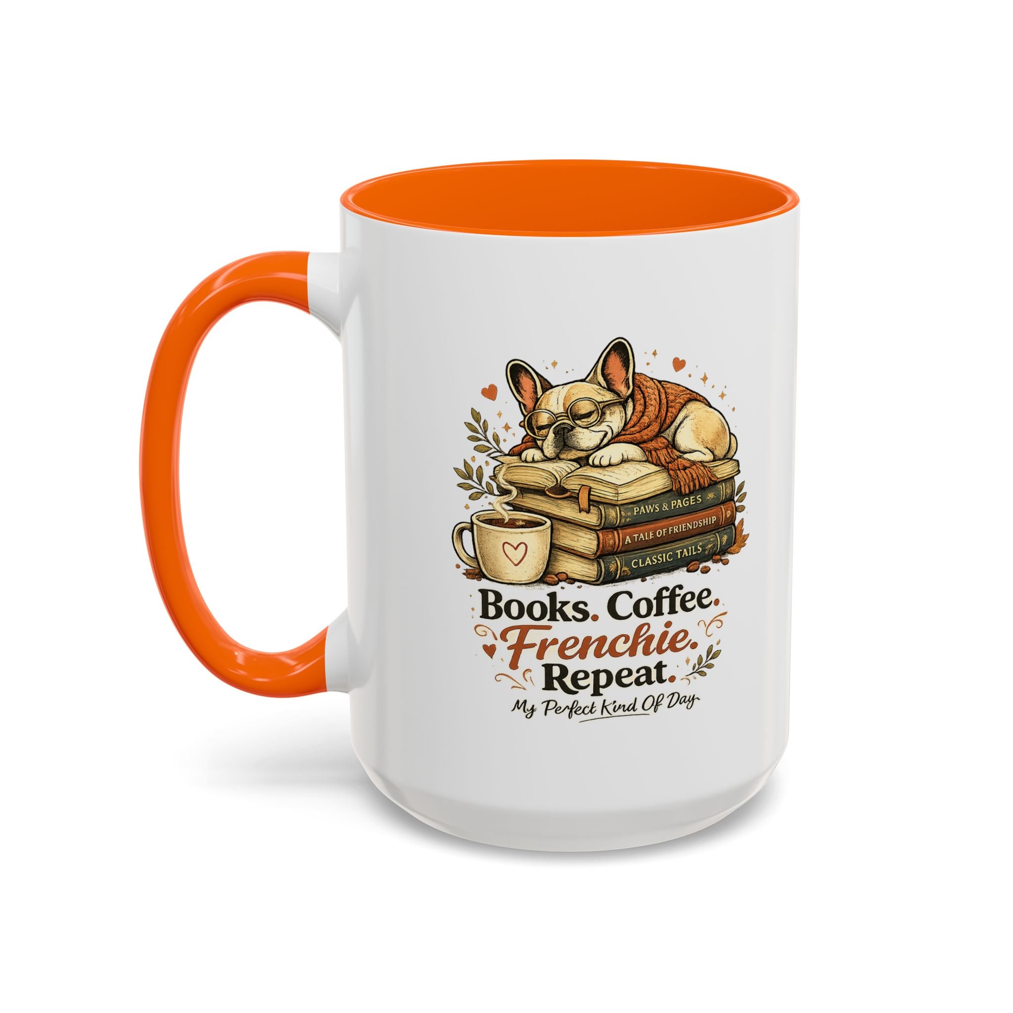 Books . Coffee . Frenchie - Accent Ceramic Mug