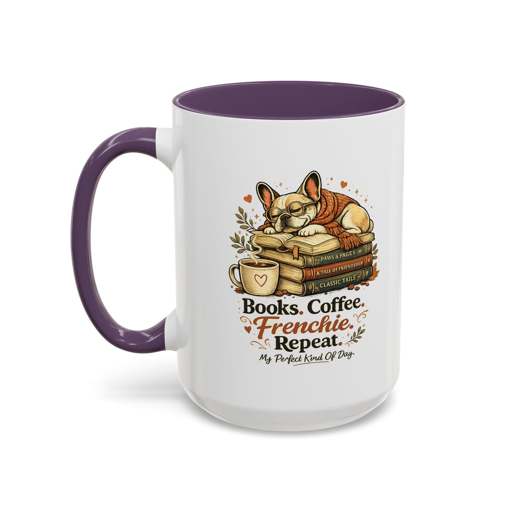 Books . Coffee . Frenchie - Accent Ceramic Mug