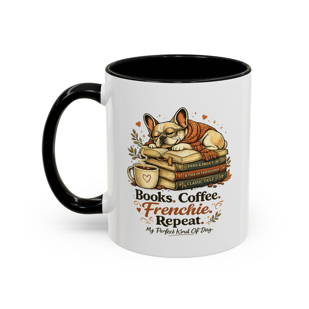 Books . Coffee . Frenchie - Accent Ceramic Mug