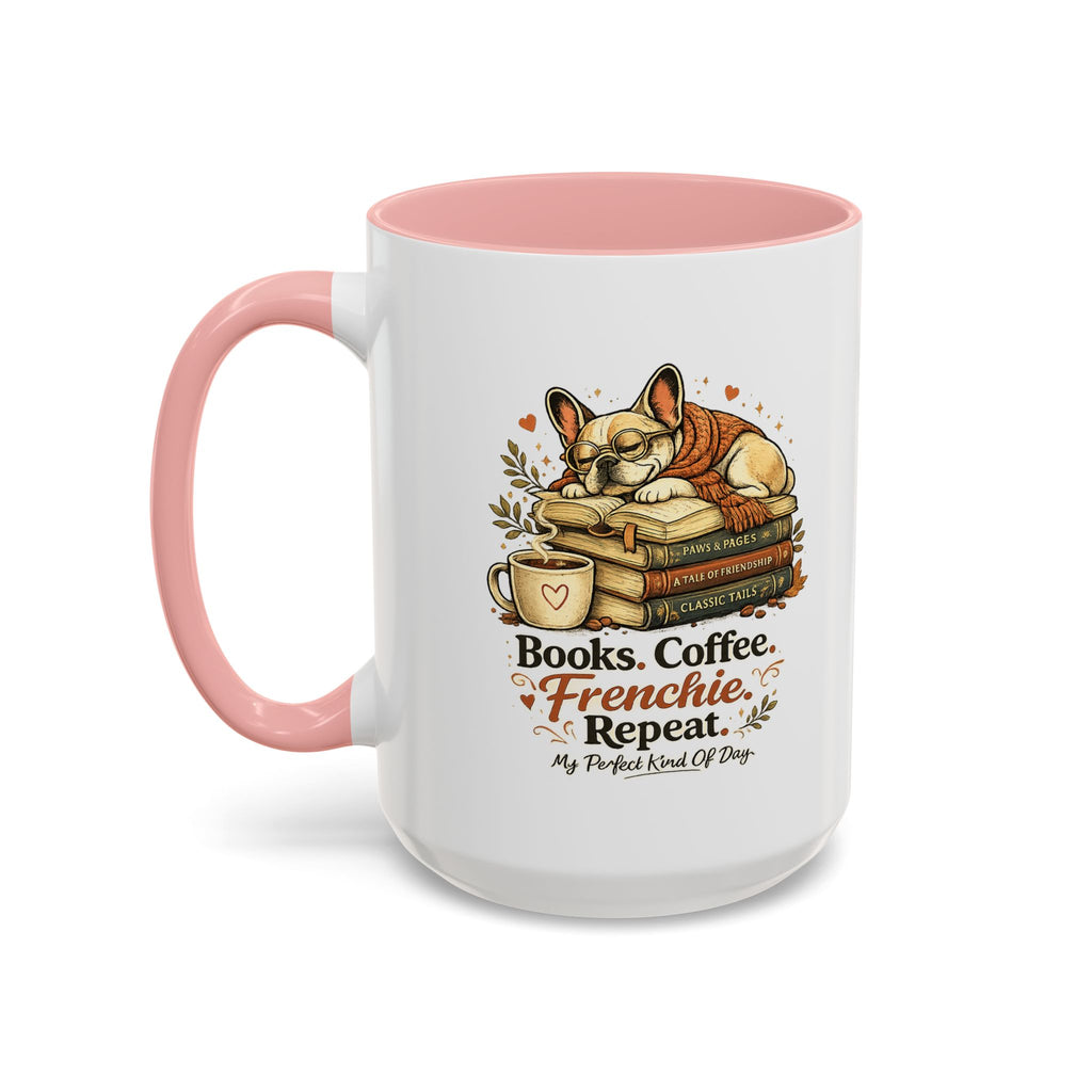 Books . Coffee . Frenchie - Accent Ceramic Mug