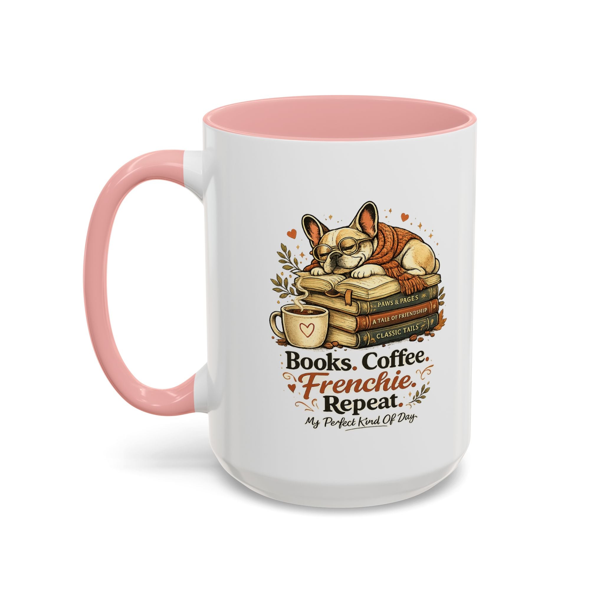Books . Coffee . Frenchie - Accent Ceramic Mug
